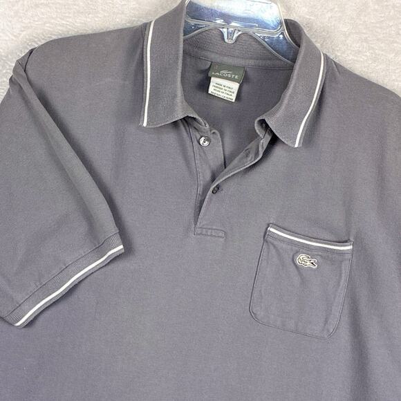 VTG Lacoste Polo Shirt Men 8 (XXL) Gray Pique Golf Tennis Classic Preppy Italy - Picture 1 of 6